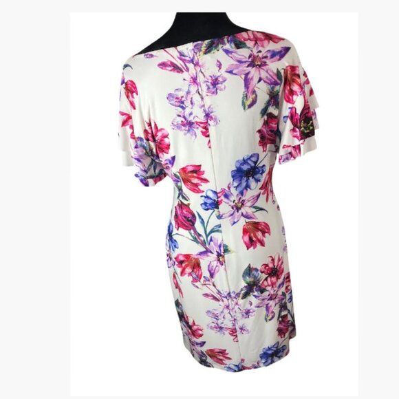 Lauren Ralph Lauren Floral Ruffle Sleeve Shift Dress Short Sleeve Size 14P NWT - Picture 9 of 12